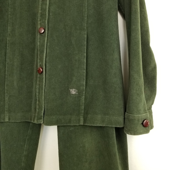 Burberry London Hunter Green Corduroy Stretch Cotton Pants Suit Size 10/Large - Picture 5 of 14